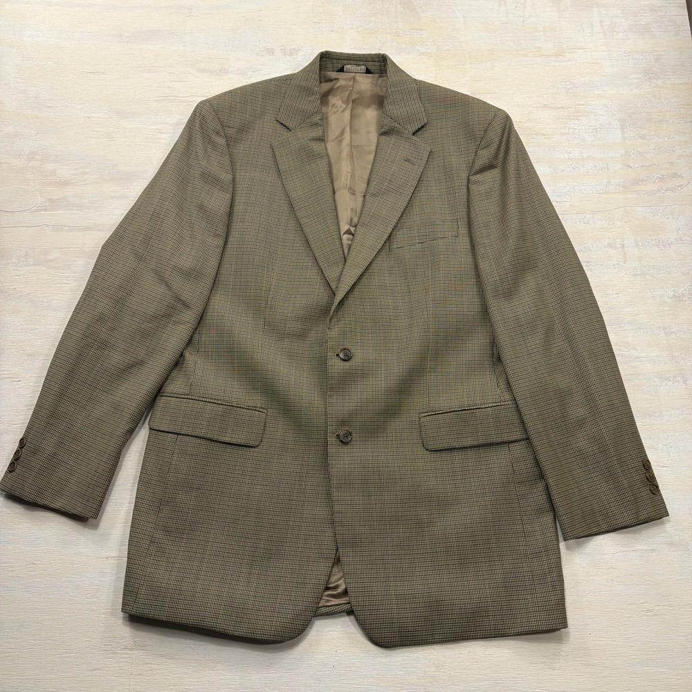 Brooks Brothers Sport Coat 346 Wool Houndstooth Brown Tan Mens 42 L